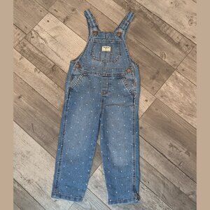 OshKosh B'Gosh, Girls Denim Polka Dot Overalls, Sz 3T